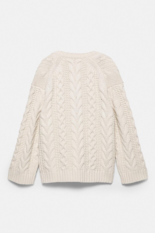 Saç örgülü V yaka kazak - 8