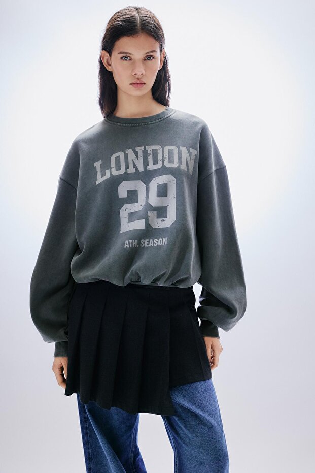 London 29 grafik baskılı sweatshirt - 3