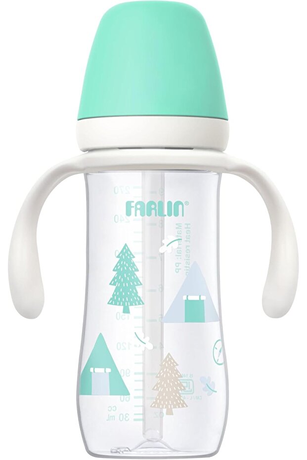 Drinking Cup 270mL BPA-Free Spill-Proof Soft Silicone Straw Removable Handle