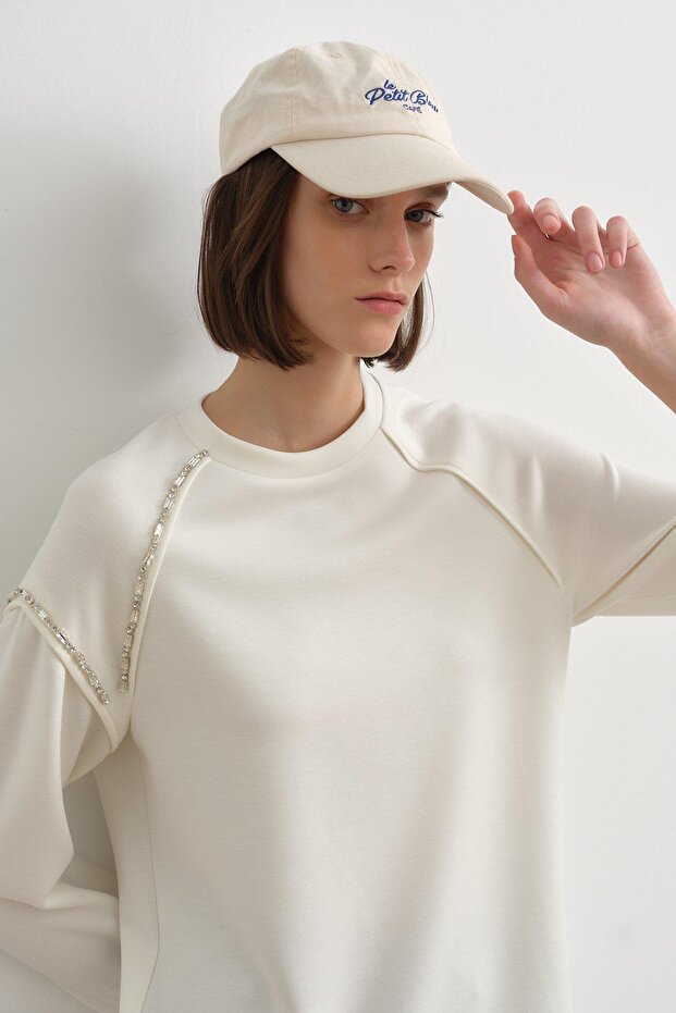 Taş Detaylı Örme Sweat - 1