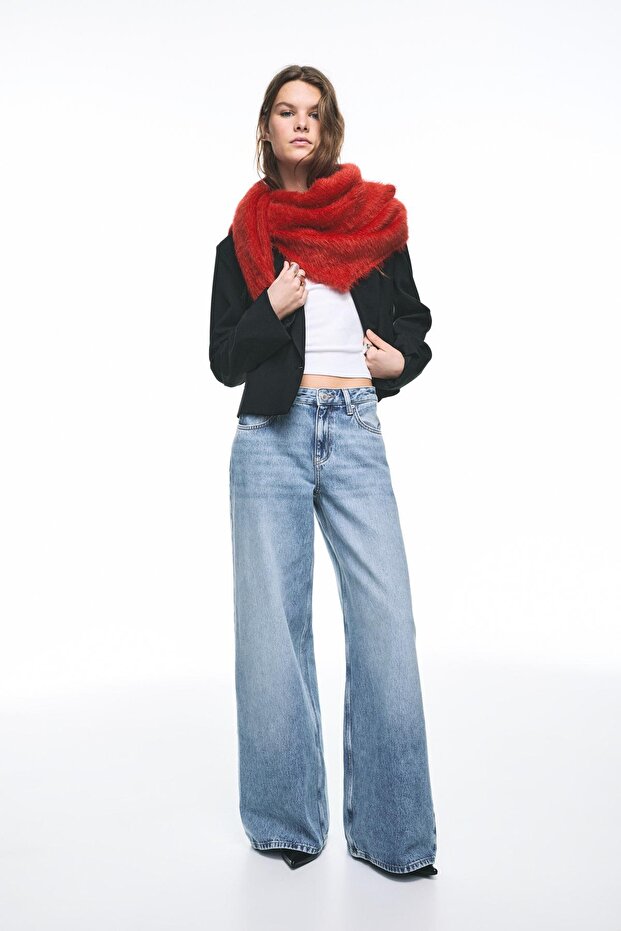 Geniş paça düşük bel jean - 2