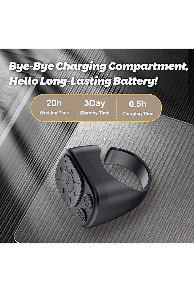 حلقة تمرير تيك توك اللاسلكية، حلقة تحكم عن بعد بتقنية البلوتوث لأجهزة آيفون/أندرويد، حلقة تقليب صفحات التطبيق - 8