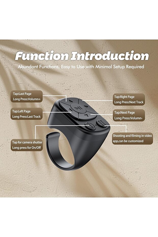 حلقة تمرير تيك توك اللاسلكية، حلقة تحكم عن بعد بتقنية البلوتوث لأجهزة آيفون/أندرويد، حلقة تقليب صفحات التطبيق - 6