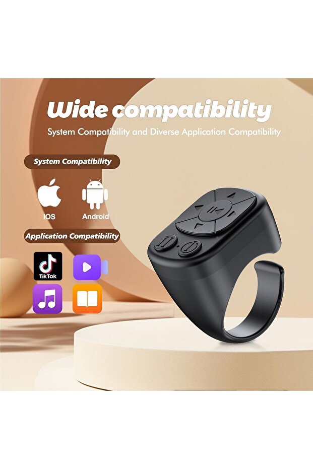 حلقة تمرير تيك توك اللاسلكية، حلقة تحكم عن بعد بتقنية البلوتوث لأجهزة آيفون/أندرويد، حلقة تقليب صفحات التطبيق - 7