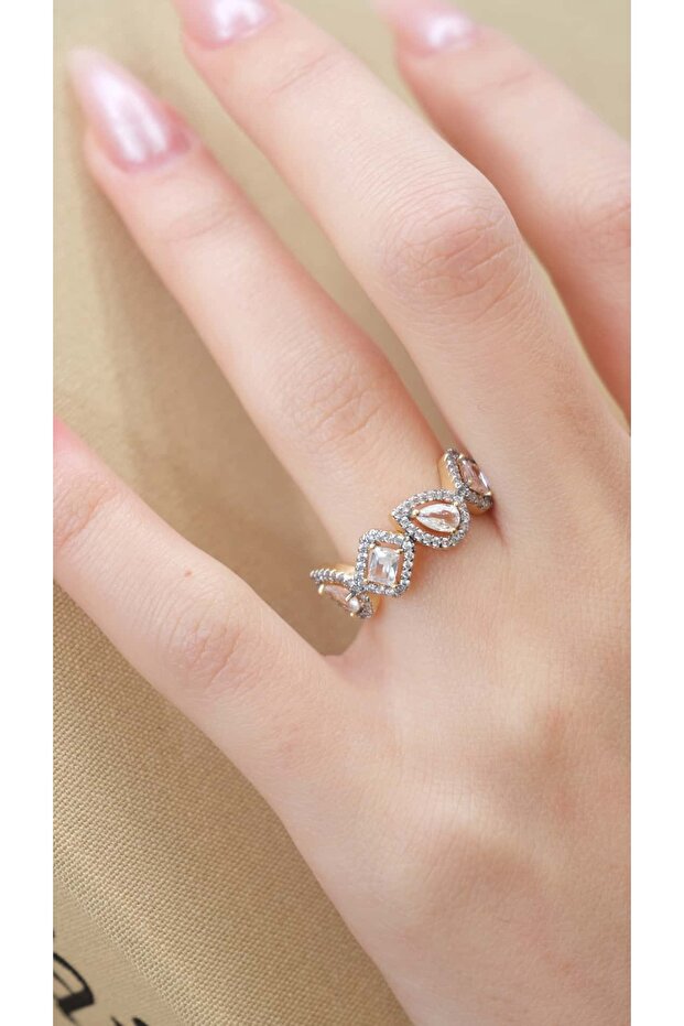 Geo Mount Zircon Stone Adjustable Ring