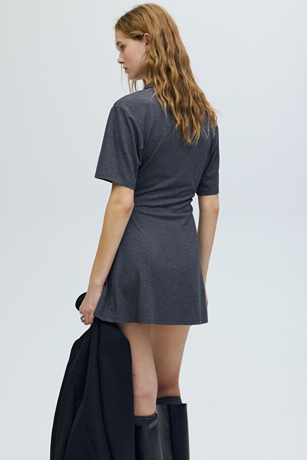 Polo yaka drape elbise - 2