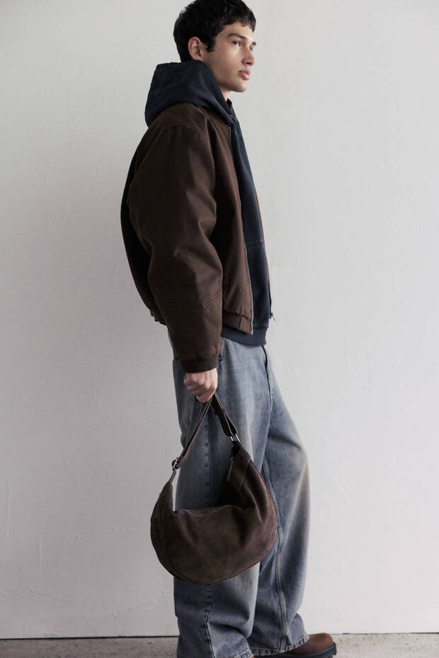 Yarım ay deri çapraz askılı çanta - 1