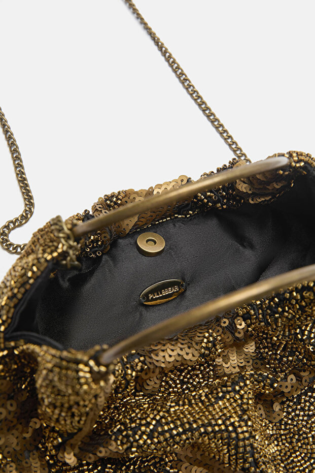 Metal saplı boncuklu çanta - 3