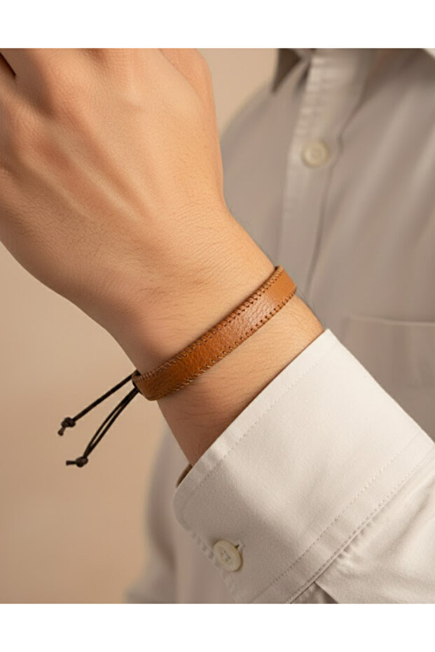 مجموعة من خمس قطع من أساور جلدية للرجال قابلة للتعديل - 5