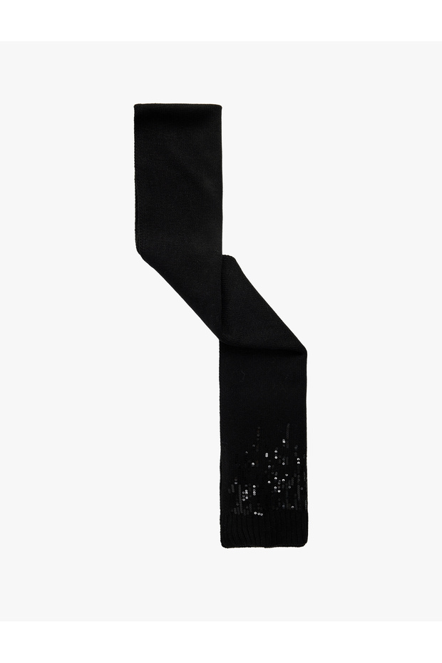 Long Knit Scarf with Sequin Detail