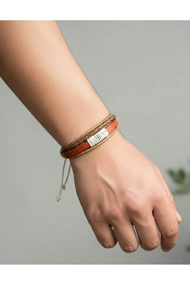 مجموعة من عشرة موديلات من أساور الجلد الرجالية القابلة للتعديل - 8