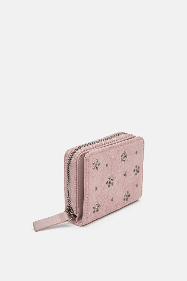 Çiçek zımba detaylı cüzdan - 1