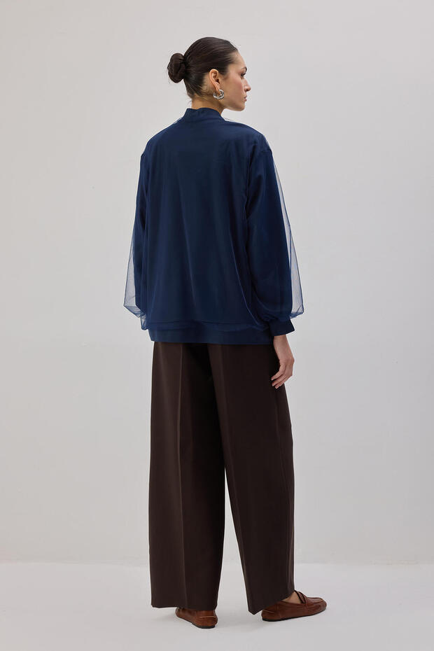 DANTEL GARNİLİ ÖRME CEKET - 6