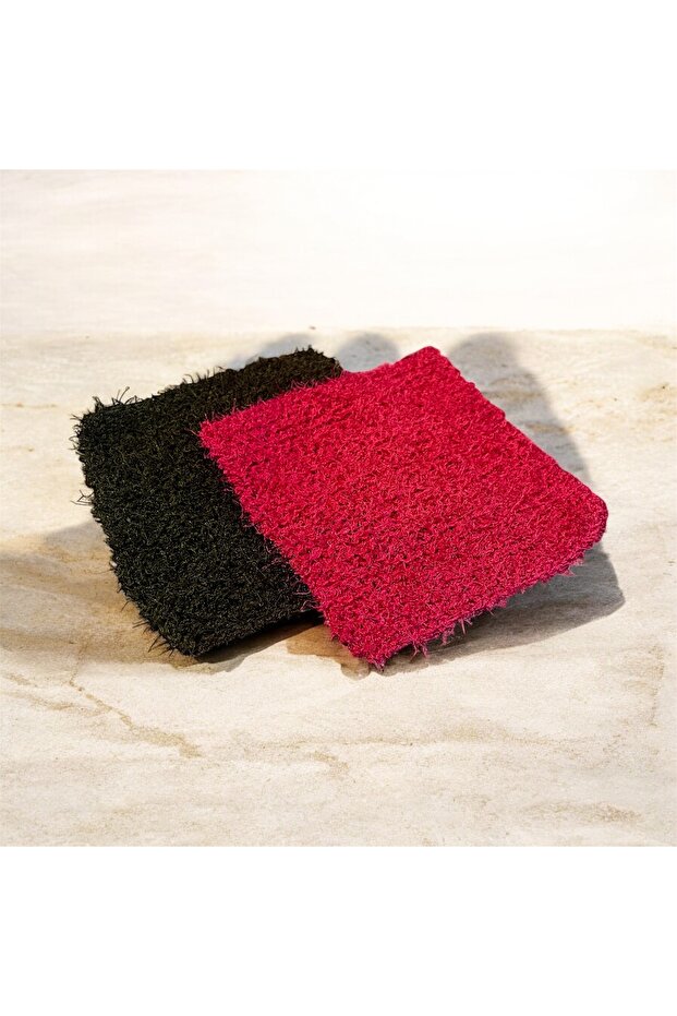 Hand Knitted 2-Piece Kitchen Dishwashing Cloth Fuchsia - Green