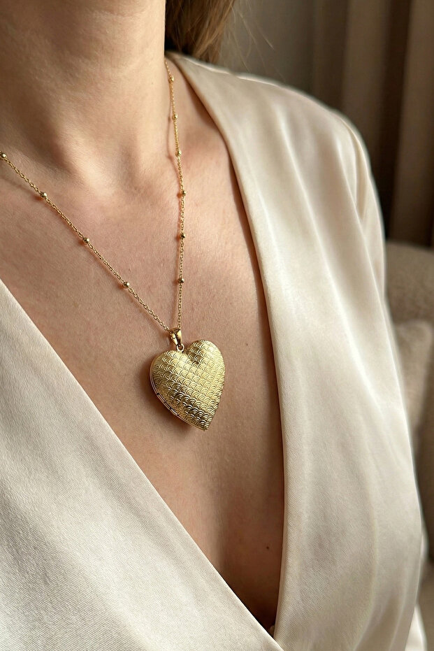 قلادة على شكل قلب مع غطاء قابل للفتح (68 سم) - 3
