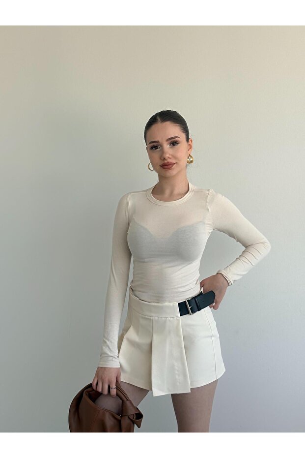 Kemerli Premium Şort Etek - 4