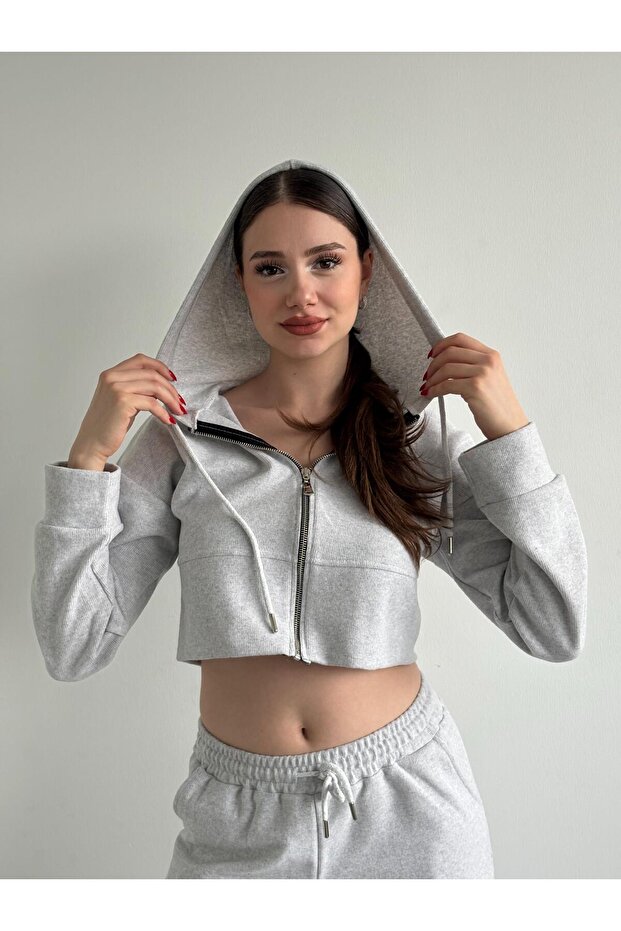 Fermuarlı Selanik Örme Oversize Takım - 4