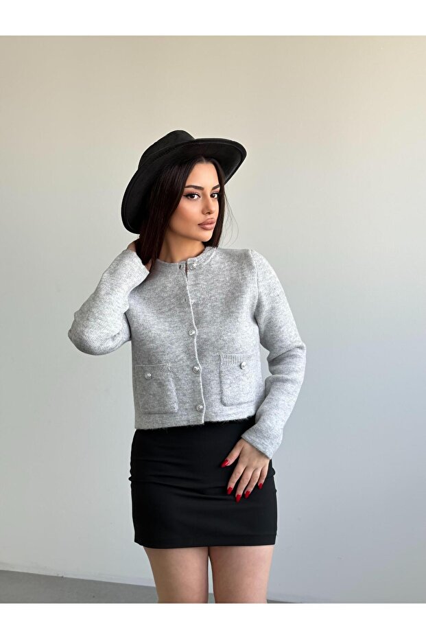 Düğmeli Triko Hırka - 1