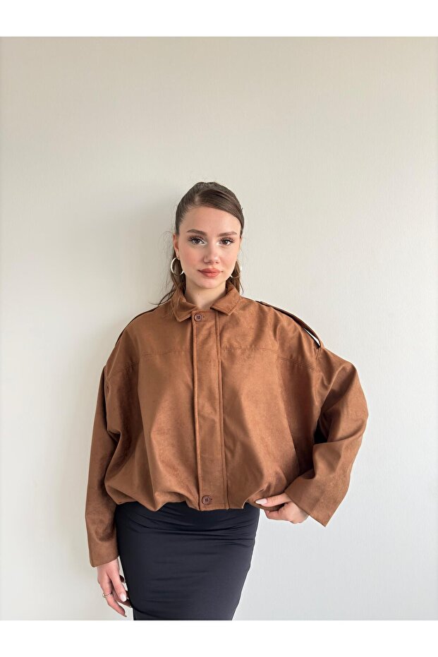 Süet Oversize Bomber - 8