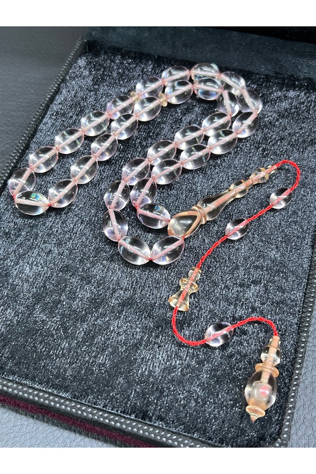 Şeffaf Ateş Kehribar Tesbih - 1