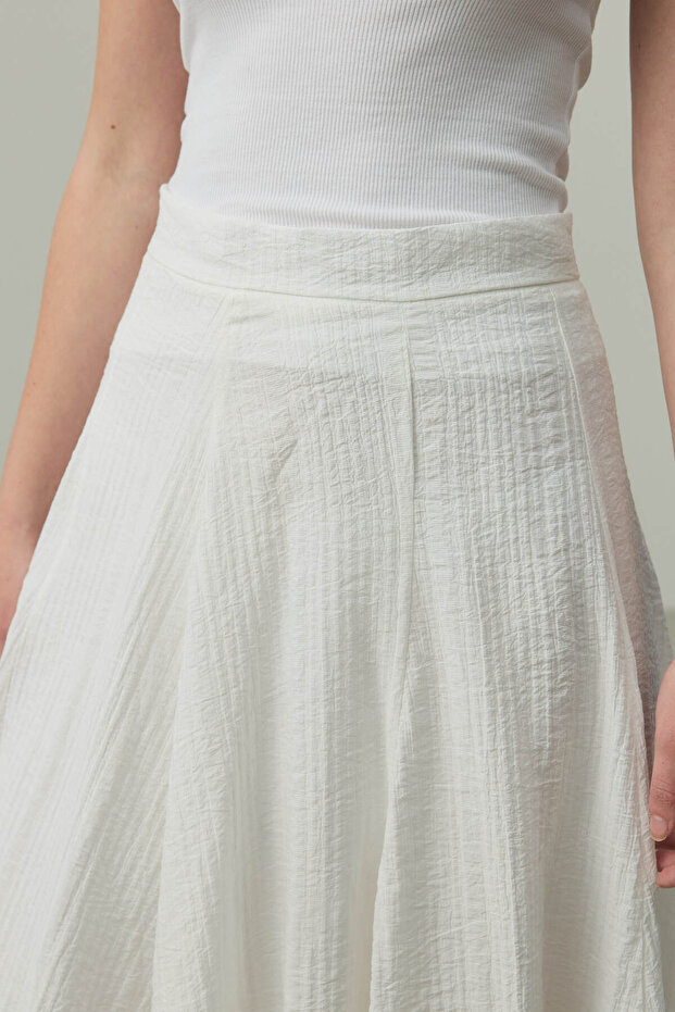 Gode Açılımlı Etek Beyaz - 7