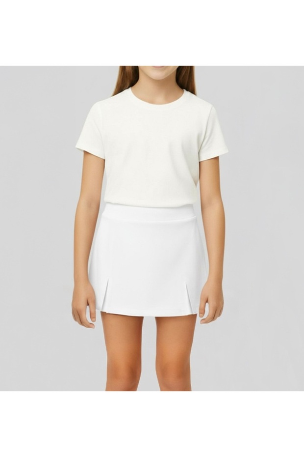 Girl Child Double Slit Stretch Fabric Mini Short Skirt