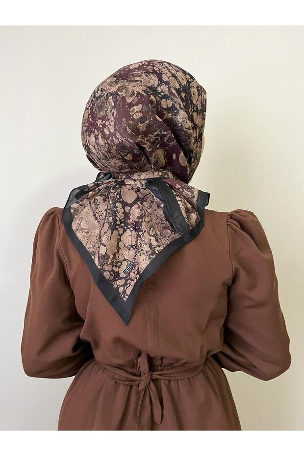 وشاح ناعم بنمط رخامي بني - 6