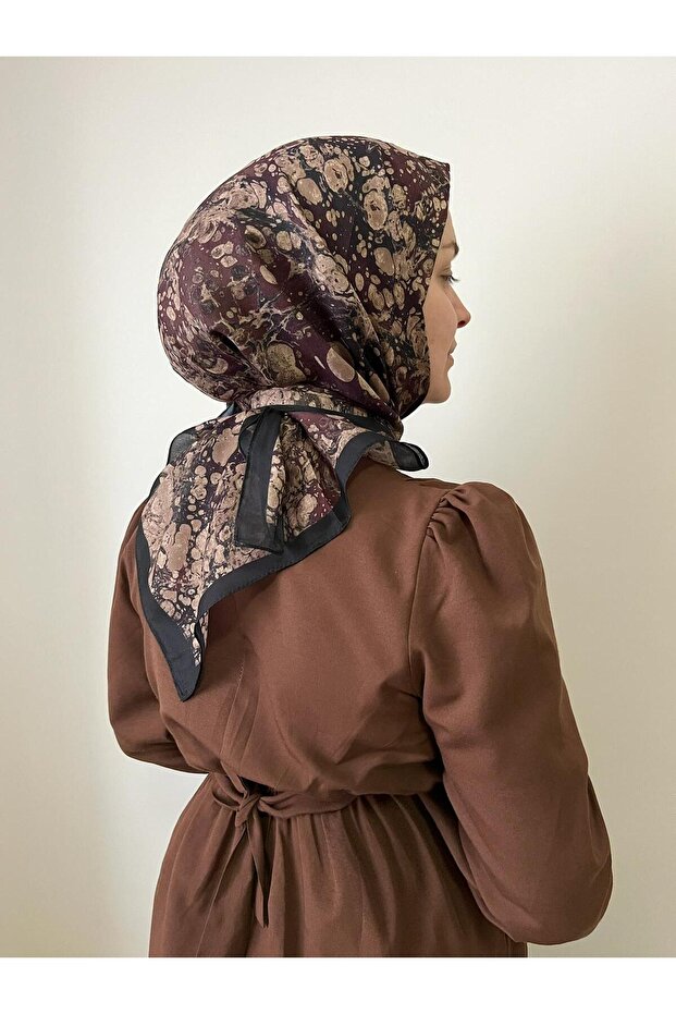 وشاح ناعم بنمط رخامي بني - 1