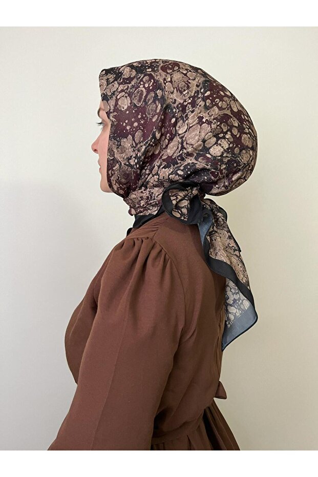 وشاح ناعم بنمط رخامي بني - 2