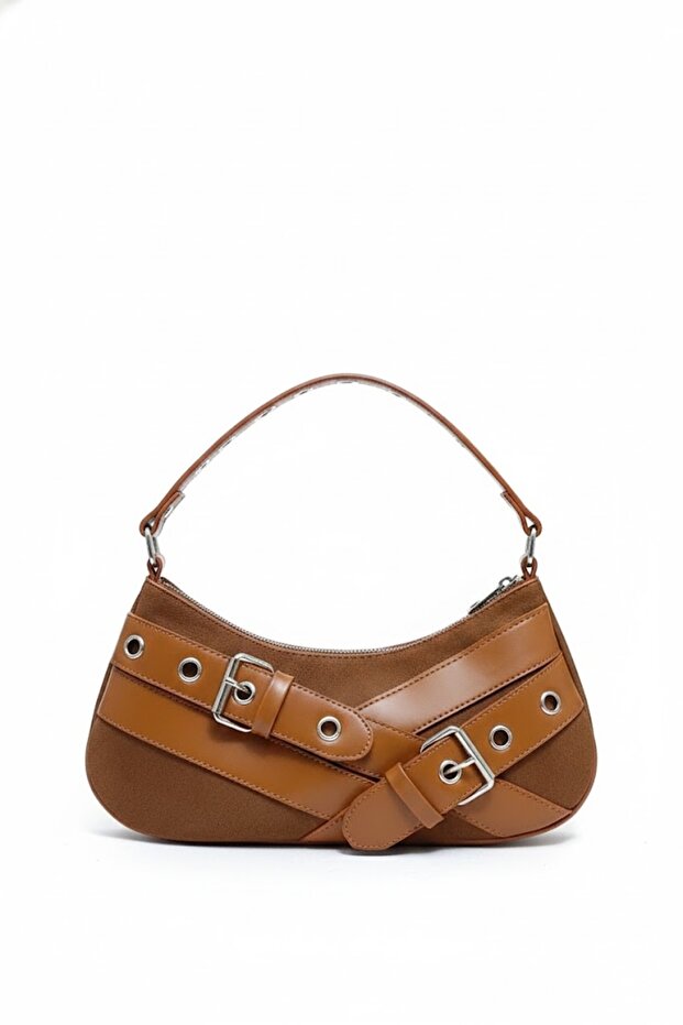 Rocker - Buckle Metal Ring Baguette Bag | Punk Hobo with Silver Accessories