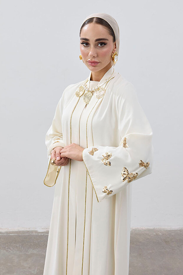 PULLU KELEBEK ŞERİT ABAYA - 1