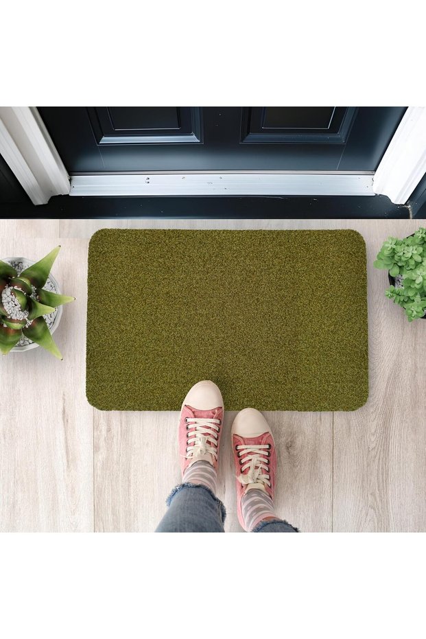 Doormat, 48x78 cm, Anti-Slip Floor Mat for Indoor Outdoor Entry (Olive Green)