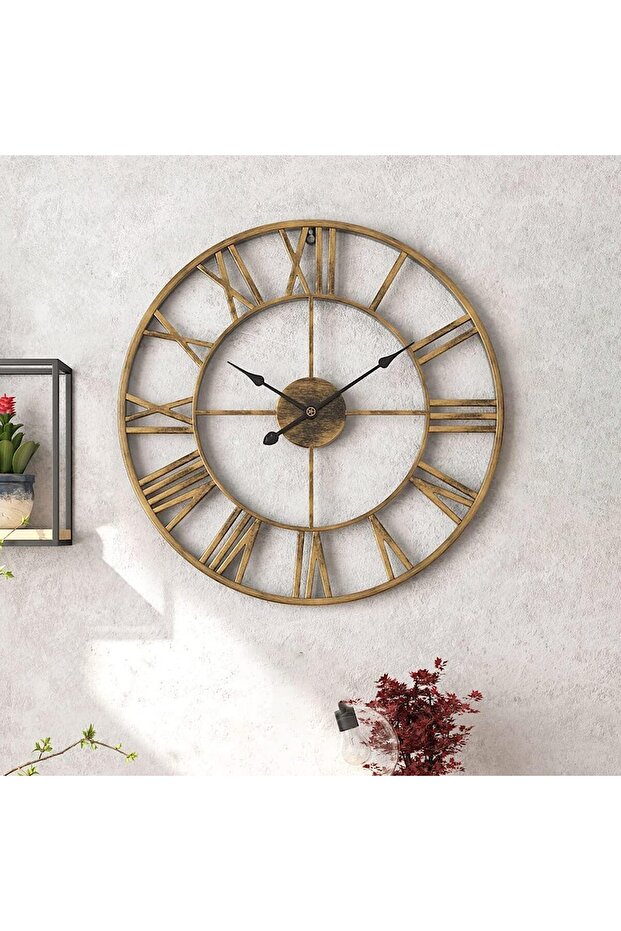 Oversize Farmhouse Wall Clock 47cm Antique Silver Silent Non-Ticking