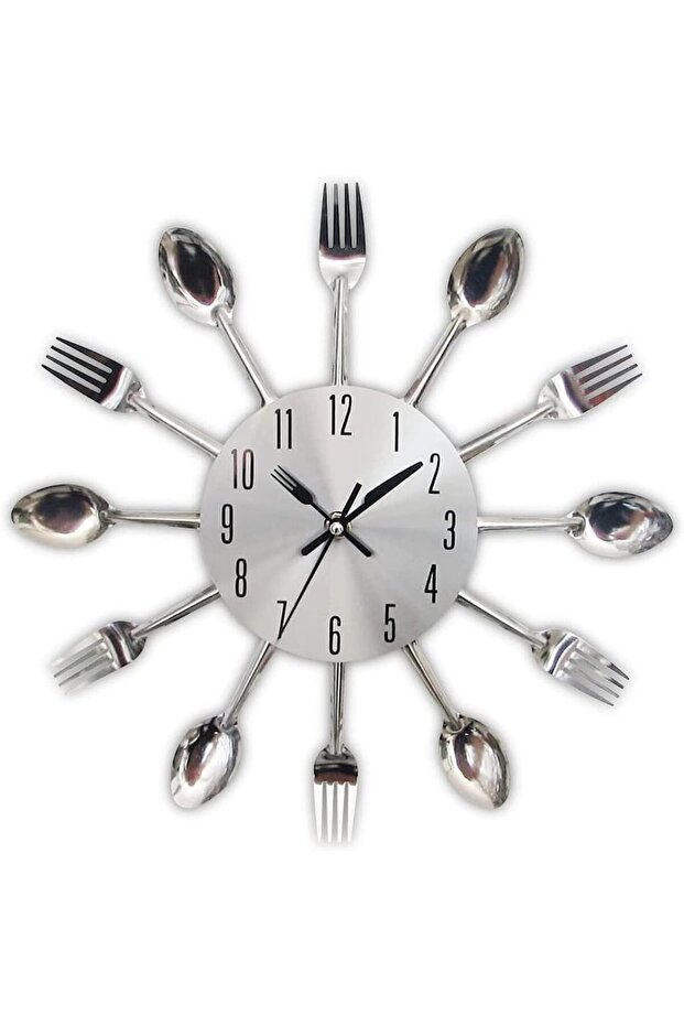 12" Kitchen Wall Clock, 3D Removable Cutlery Spoon & Fork Design