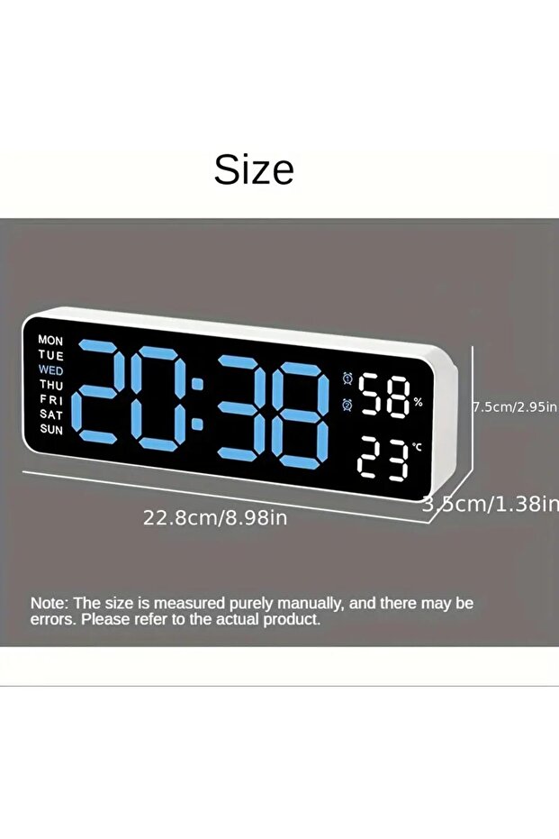 Large Digital Wall Clock with Temperature & Humidity - Green LED Display - 2