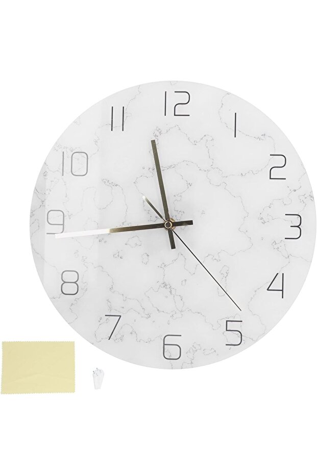 Marble Wall Clock, Silent Simple Wall Clock for Home and Cafes