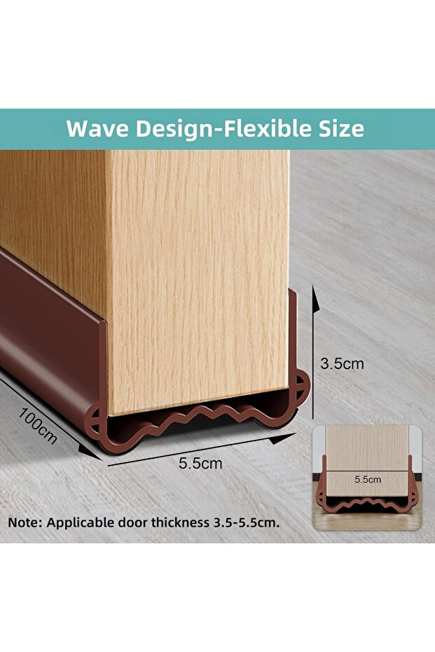 Door Draft Stopper, 100 cm Cuttable Under Door Draft Blocker (Brown) - 5