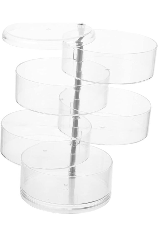 Multi-layer Rotating Jewelry Organizer Box with Mirror (Transparent)