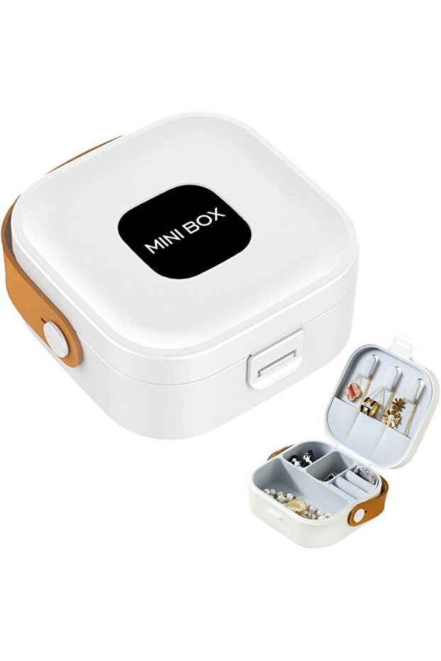 Jewellery Organizer Box Travel (White) - Portable Mini Ring Case