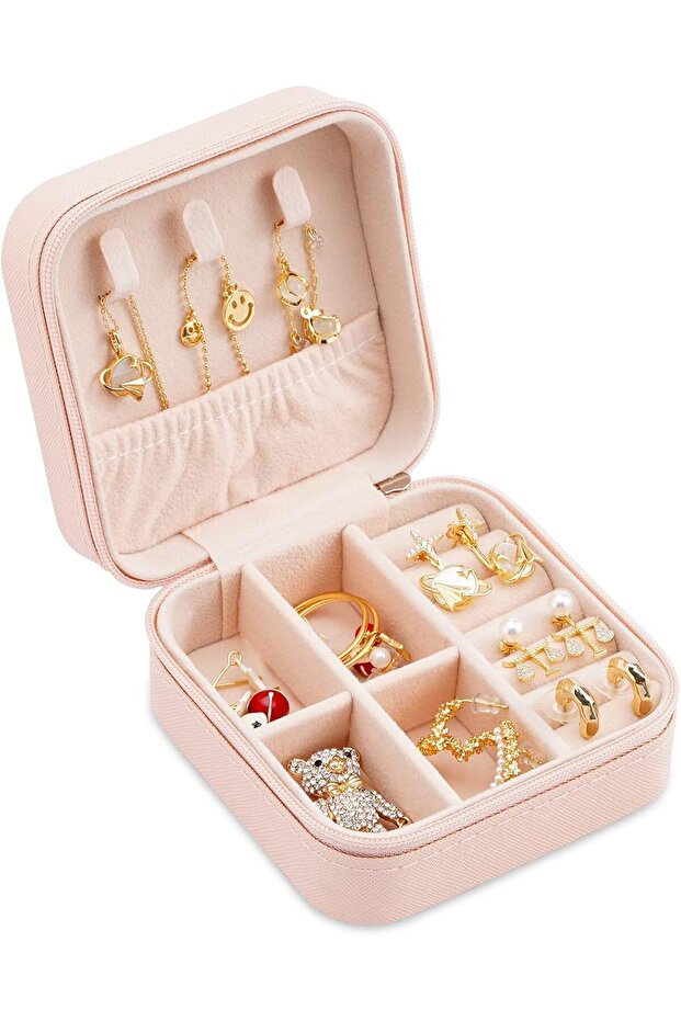 Simple Earrings Plate Jewelry Box - Portable Mini PU Leather Jewellery Organizer