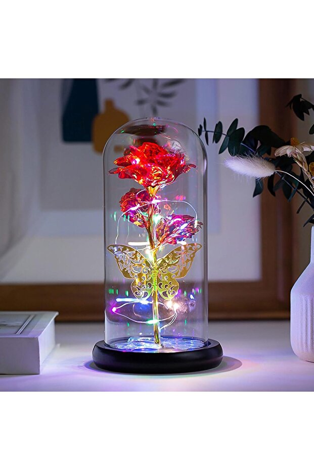 Beauty and The Beast Rose in Glass Dome - Eternal Artificial Flower Gift