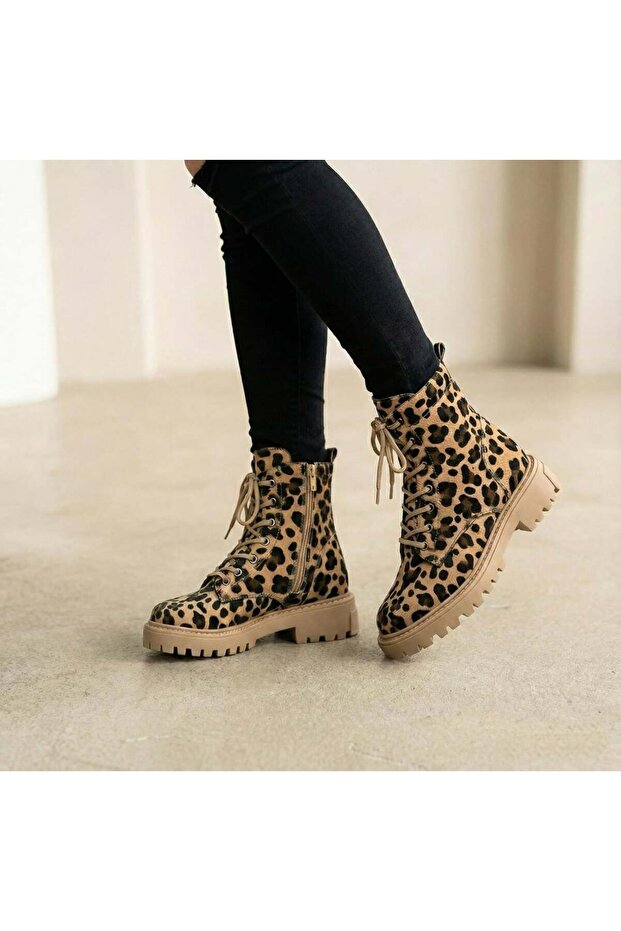 Monaco Leopar Dolgu Topuklu Bot - 2