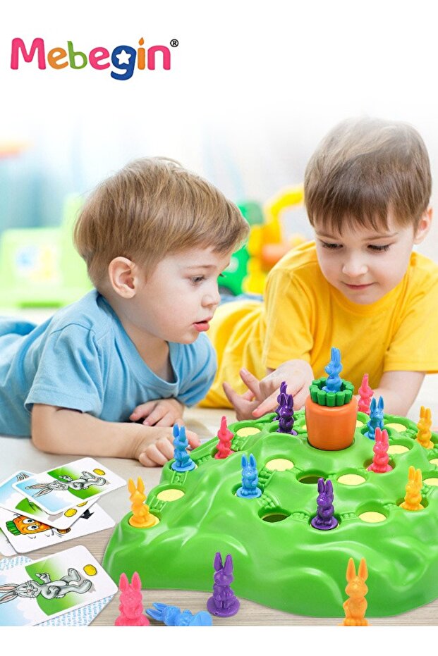 Funny Bunny Game Set with 24 Cards and 16 Rabbit Chesses, Creative Rabbit Trap Game, Rabbit Adventur