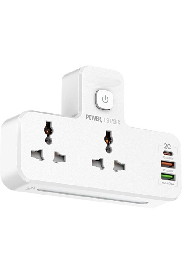 3-in-1 Power Strip SC2311 – 2 Universal Outlets, USB-C PD 20W, QC3.0
