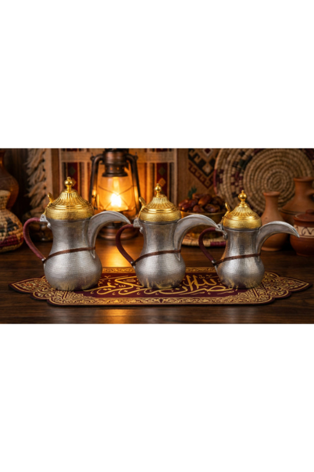طقم دلة ألومنيوم حبّ الرمان – للزينة – 3 قطع