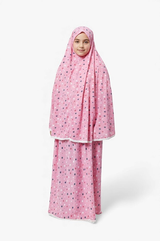 Children's Prayer Dress Star 100% Cotton Sleeveless Two-Piece Pink