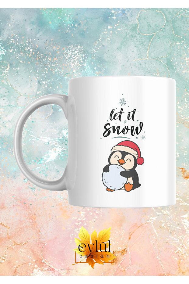 تصميم خاص للعام الجديد، كوب لطيف على شكل البطريق Let It Snow مطبوع هدية، كوب للشاي والقهوة