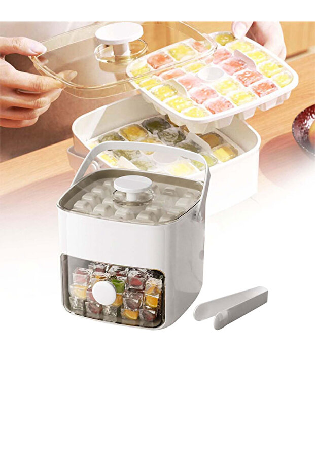 Double Layer 48 Grid Ice Cube Tray with Transparent Window - 8