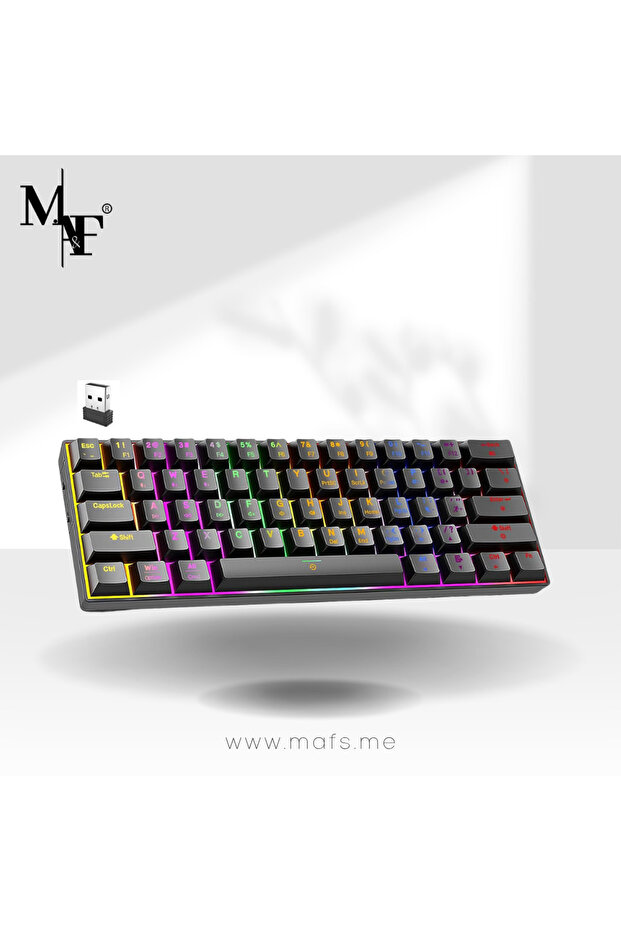 M.A&F Wireless Tri-Mode 61-Key RGB Backlit Brown Switch Mechanical Keyboard
