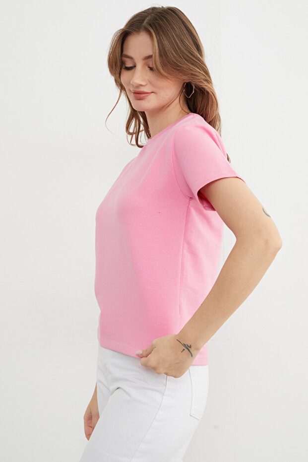 Basic Bisiklet Yaka Tişört - 6